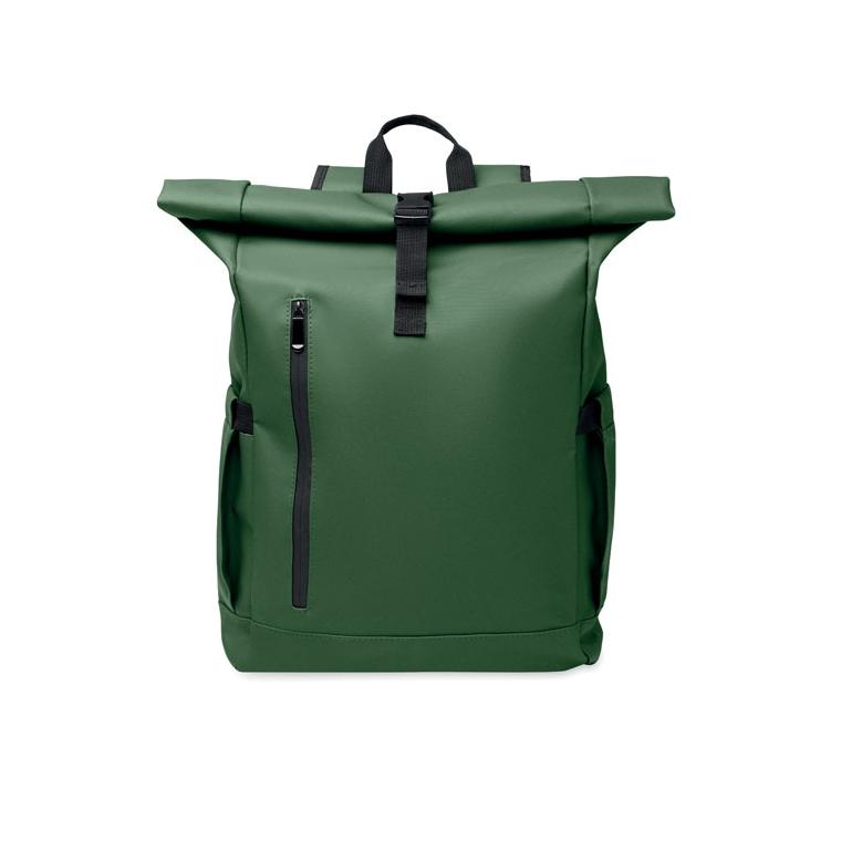 Rucsac laptop rolltop din RPET 600D Bangkok Roll Verde Inchis