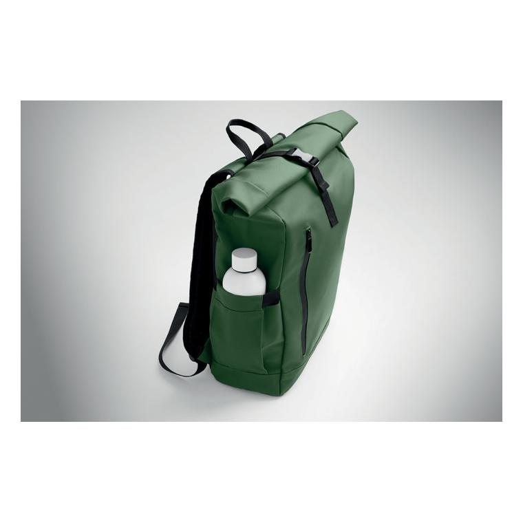 Rucsac laptop rolltop din RPET 600D Bangkok Roll Verde Inchis
