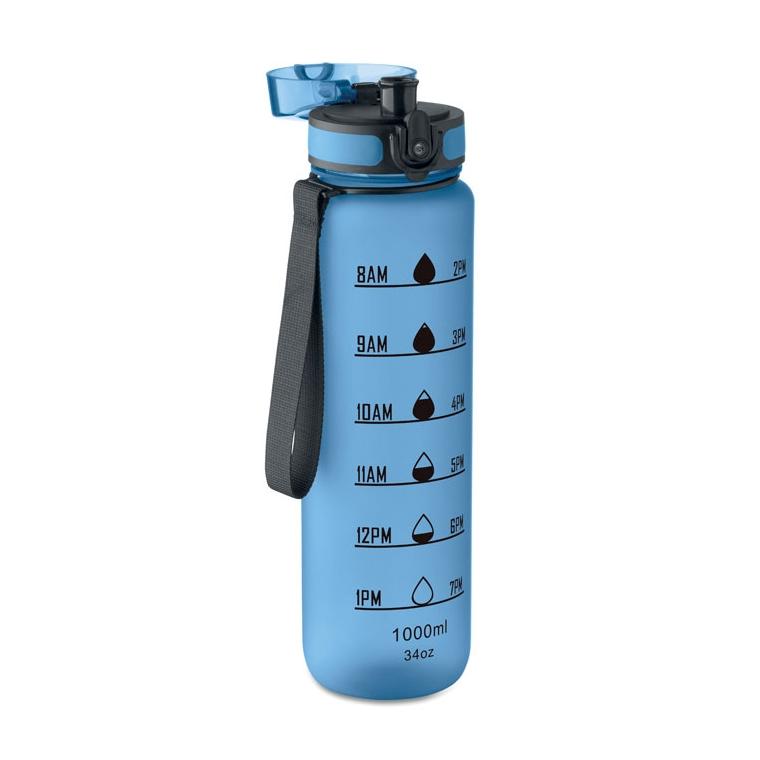 Sticlă sport din RPET Isforden Mark, 1 L Albastru deschis transparent