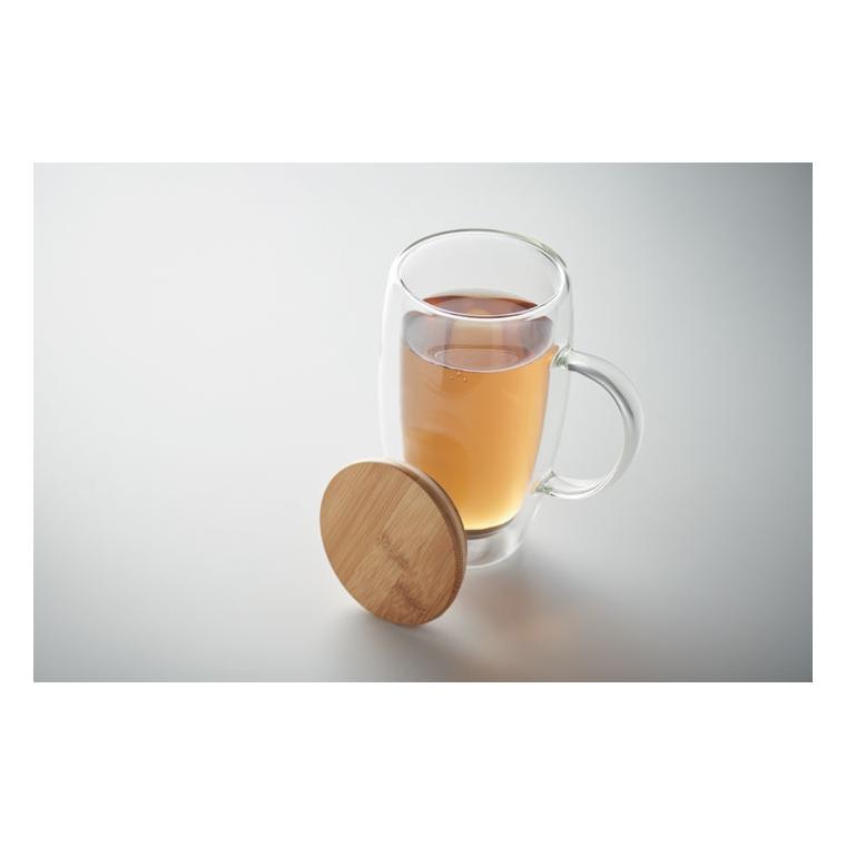 Cană cu perete dublu Terol, 450 ml Transparent
