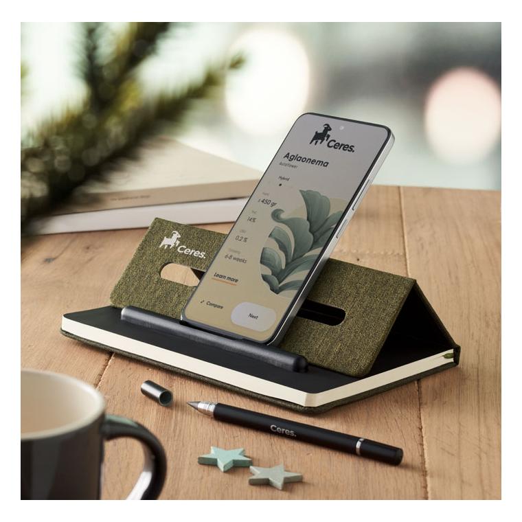 Notebook A5 cu suport pentru telefon Rinbook Verde Inchis