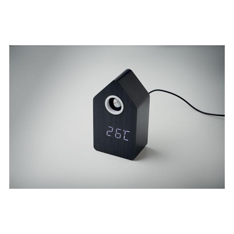 Ceas deșteptător cu cuc din MDF Cuckoo Bird Negru