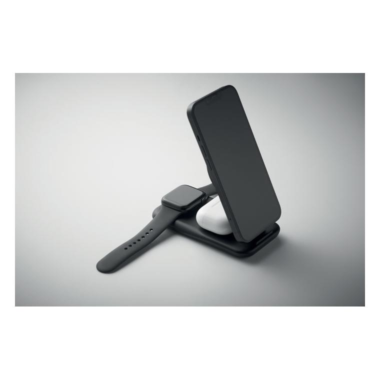 Încărcător wireless 3 în 1 Pendoless, 15W Negru
