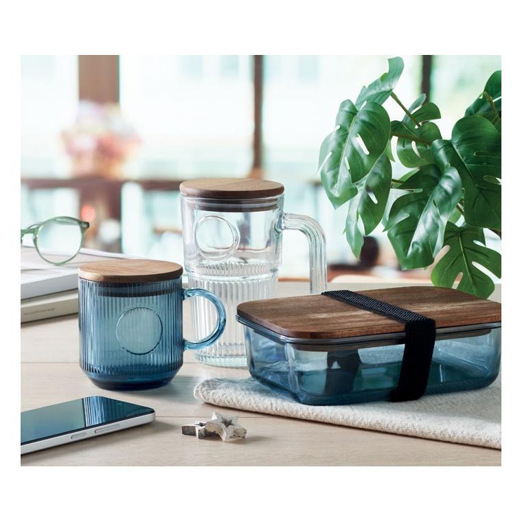 Cană din sticlă Vitrio Mug, 300 ml Albastru transparent