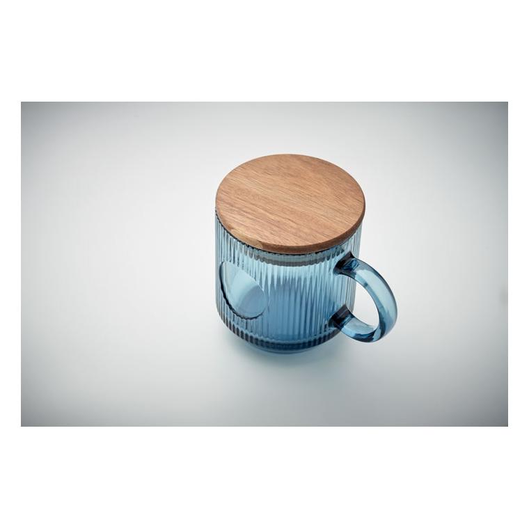 Cană din sticlă Vitrio Mug, 300 ml Albastru transparent