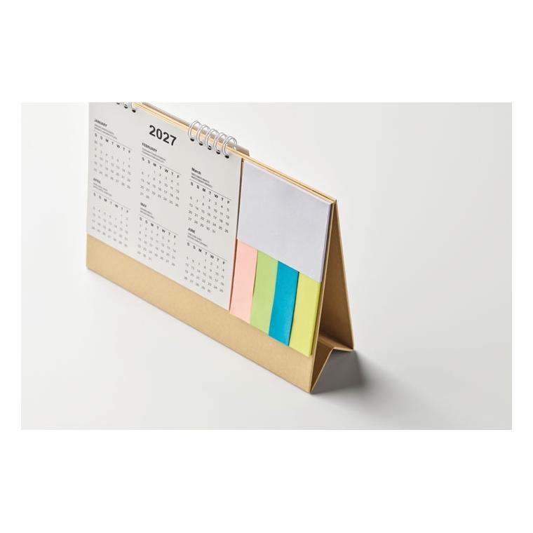 Calendar de birou cu memopad Calendoo Bej