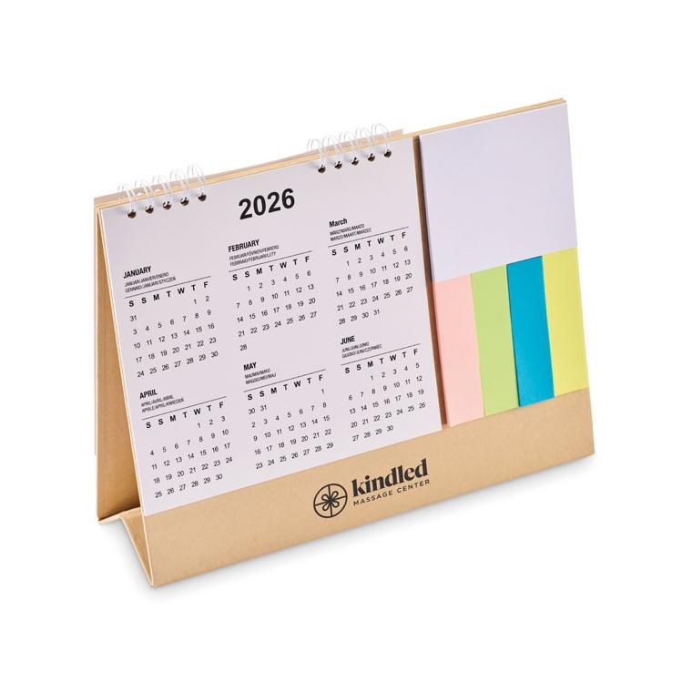 Calendar de birou cu memopad Calendoo Bej