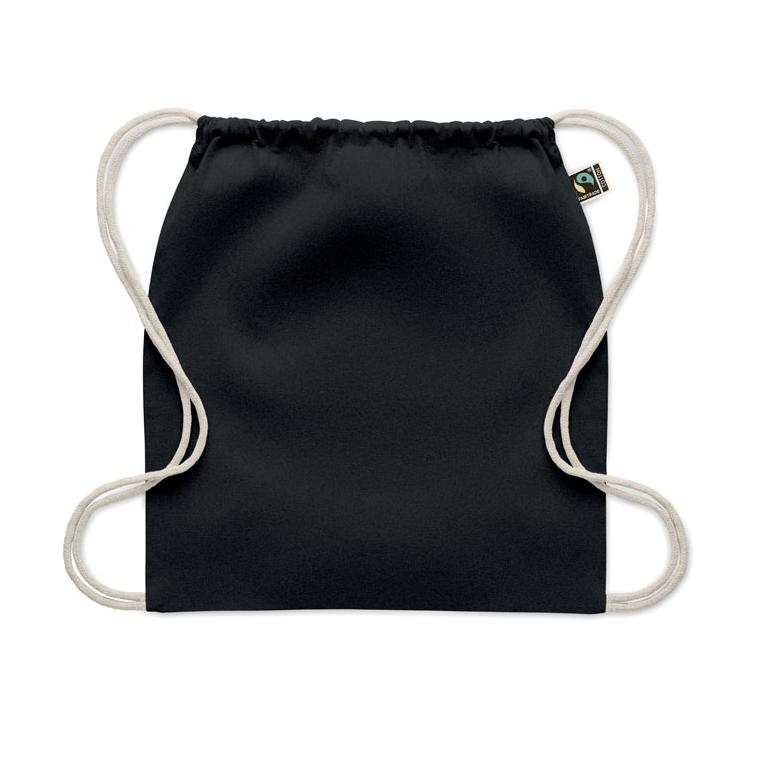Rucsac cu șnur Fairtrade Osole Draw Colours, 180 g/m² Negru