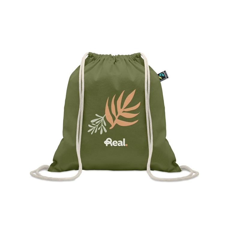 Rucsac cu șnur Fairtrade Osole Draw Colours, 180 g/m² Verde Inchis