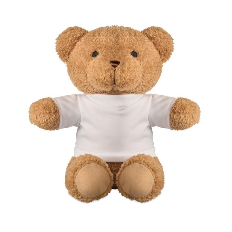Ursuleț de pluș cu tricou Jackie, 23 cm Alb
