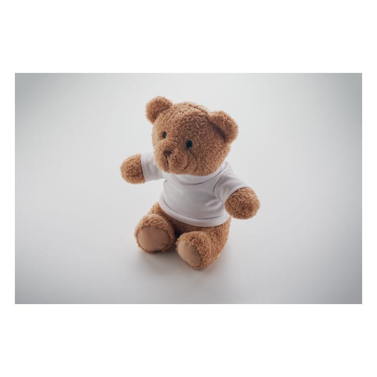 Ursuleț de pluș cu tricou Jackie, 23 cm Alb