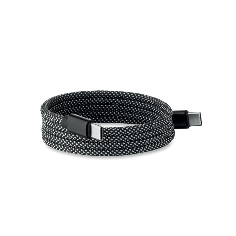Cablu magnetic împletit din RPET Braid Alb/negru