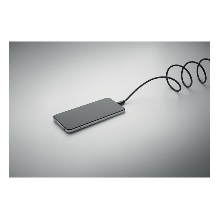 Cablu magnetic împletit din RPET Braid Alb/negru