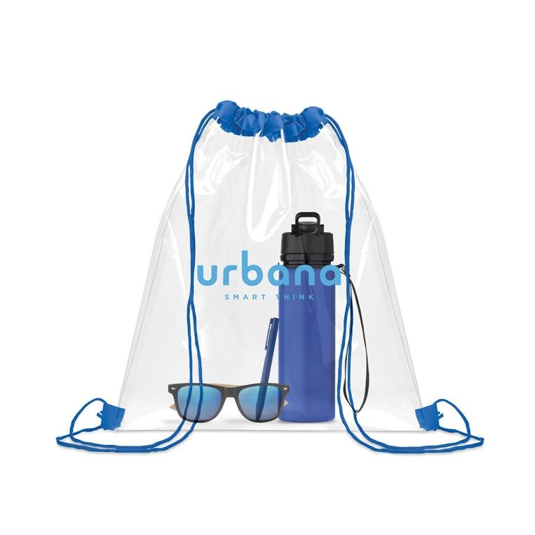 Pungă transparentă cu șnur Useel Albastru regal