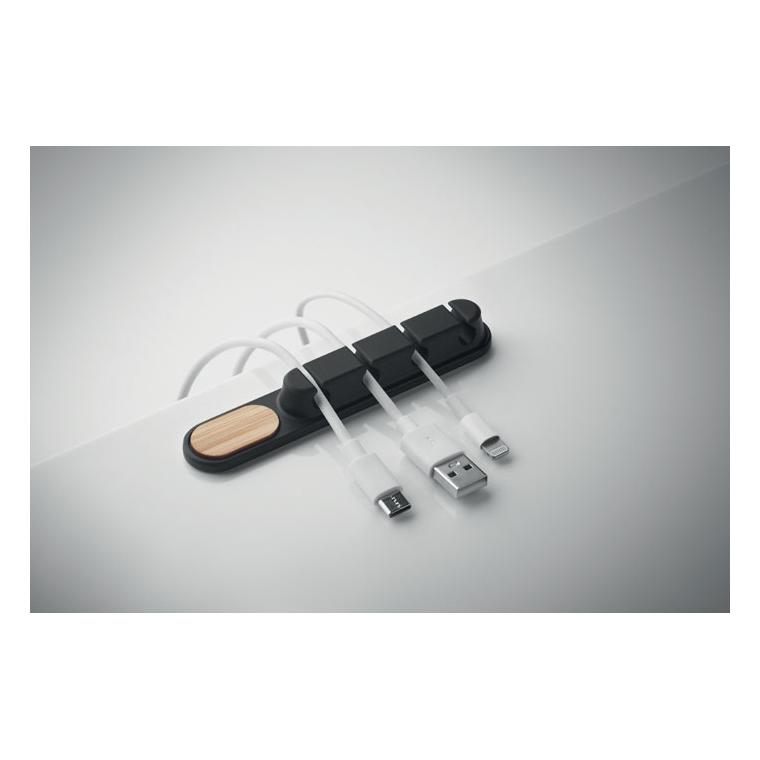 Organizator pentru cabluri din silicon Order Negru
