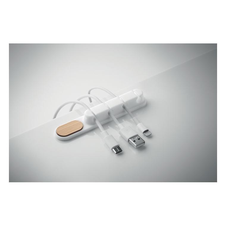 Organizator pentru cabluri din silicon Order Alb