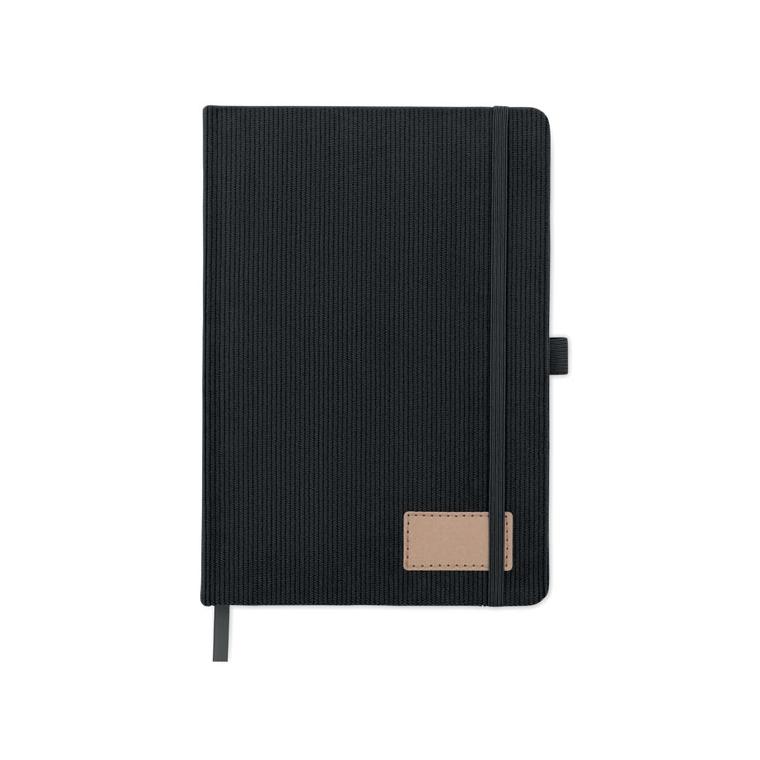 Notebook A5 cu copertă rigidă din RPET Cordi Note Negru