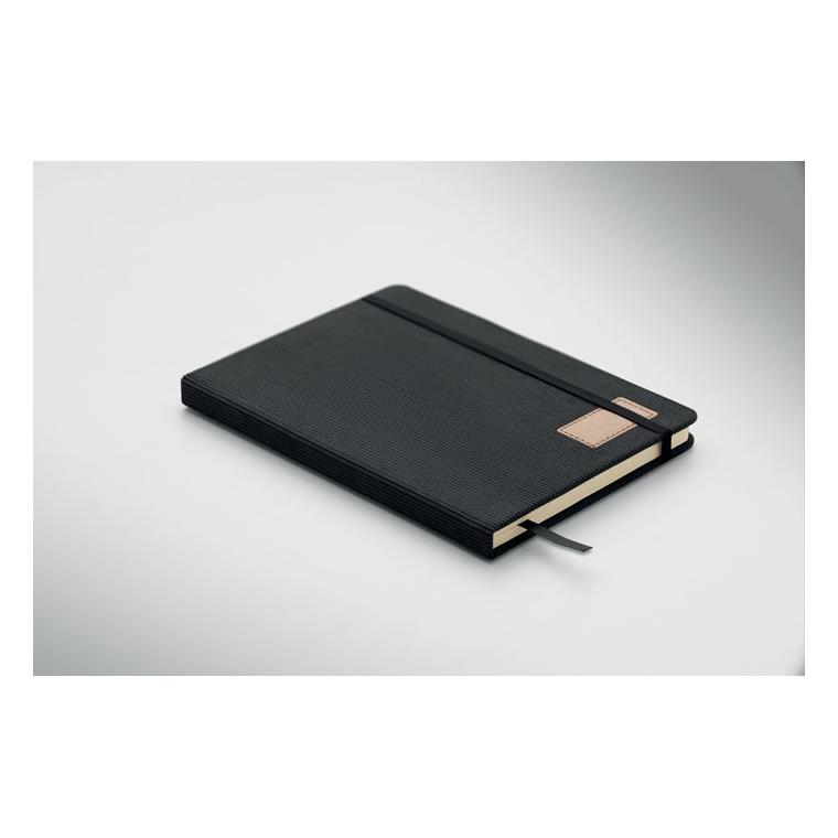 Notebook A5 cu copertă rigidă din RPET Cordi Note Negru