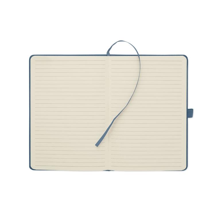 Notebook A5 cu copertă rigidă din RPET Cordi Note Albastru