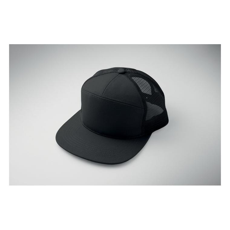 Șapcă cu vizieră plată și 7 panouri Bead Negru