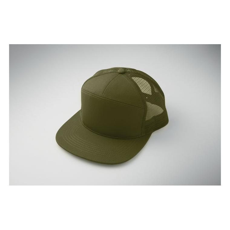 Șapcă cu vizieră plată și 7 panouri Bead Verde militar