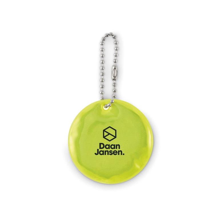 Breloc rotund reflectorizant Grin Galben neon