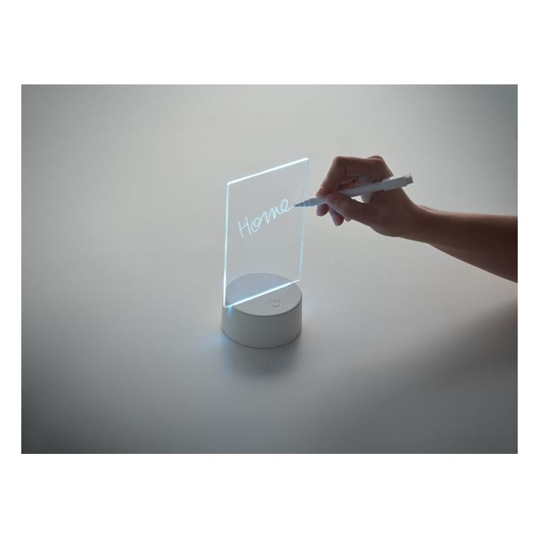 Tablă memo cu LED-uri luminoase Ledmemo Alb