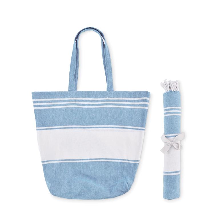 Geantă de plajă cu prosop hammam Hummum Turquoise