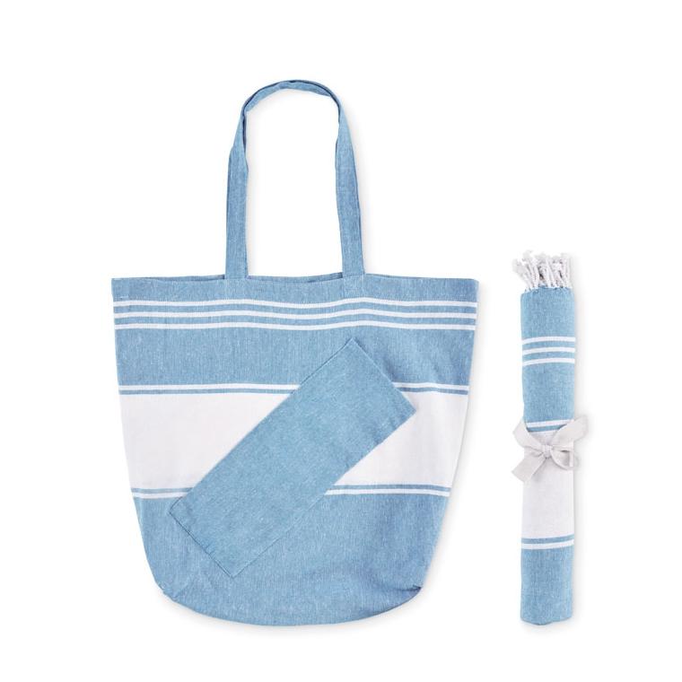 Geantă de plajă cu prosop hammam Hummum Turquoise