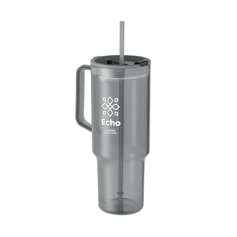 Pahar din RPET Mugora, 1200 ml Gri transparent