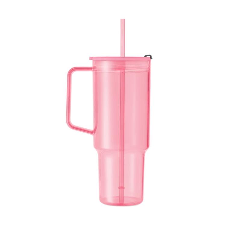Pahar din RPET Mugora, 1200 ml Roz transparent
