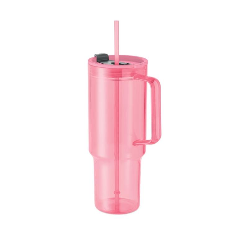 Pahar din RPET Mugora, 1200 ml Roz transparent