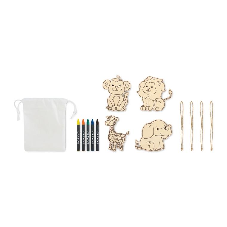 Set figurine din lemn Thezoo Alb