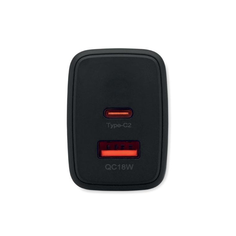 Adaptor/încărcător UE cu 2 poli Exten Negru