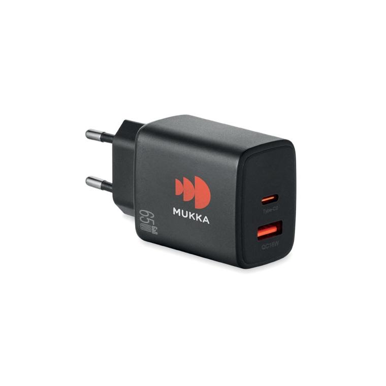 Adaptor/încărcător UE cu 2 poli Exten Negru