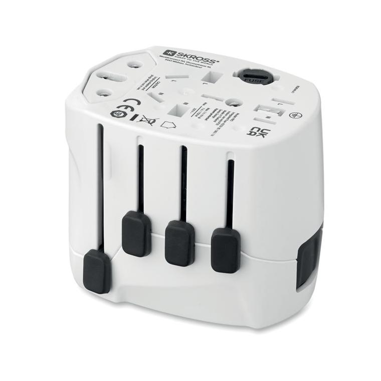 Adaptor universal SKROSS® Pro, 3 poli Alb