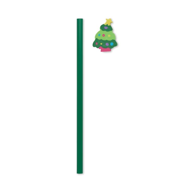 Creion de Crăciun cu radieră Claus Verde