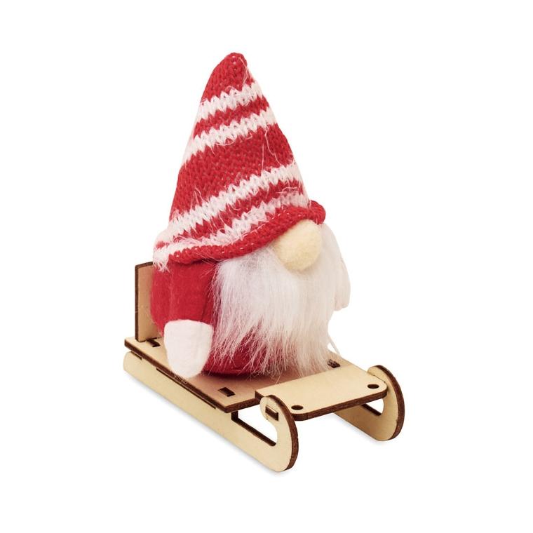 Decorațiune din lemn cu gnom pe sanie Frosty Sleigh