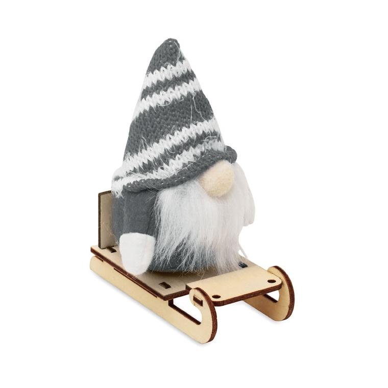 Decorațiune din lemn cu gnom pe sanie Frosty Sleigh