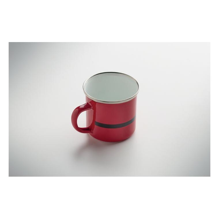 Cană emailată vintage cu model Moș Crăciun, 300 ml Santamel Roșu