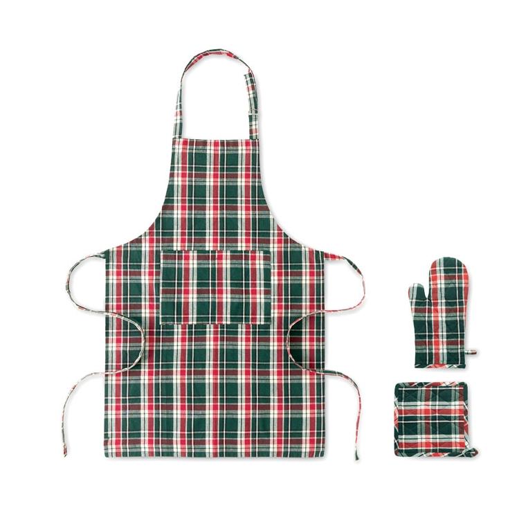 Set de bucătărie din bumbac în carouri Santapron