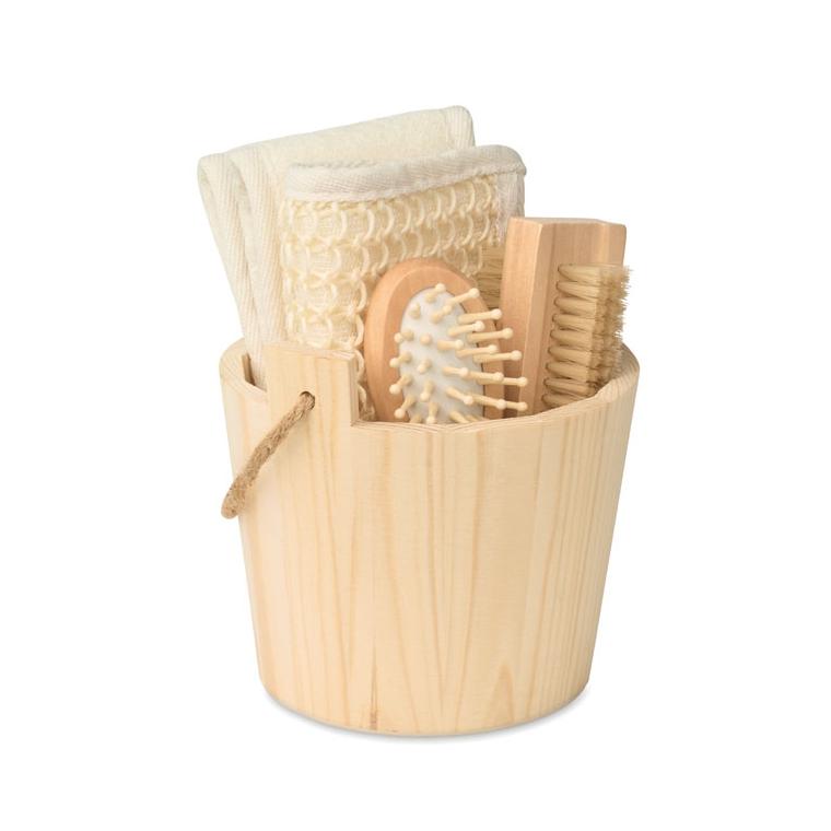 Set cadou pentru baie cu accesorii din lemn Selfcare Natur