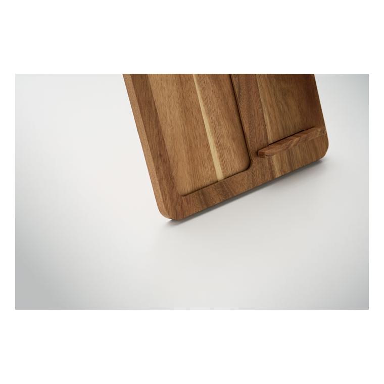 Ramă foto din lemn de salcâm cu încărcător wireless de 15 W Finwood Natur