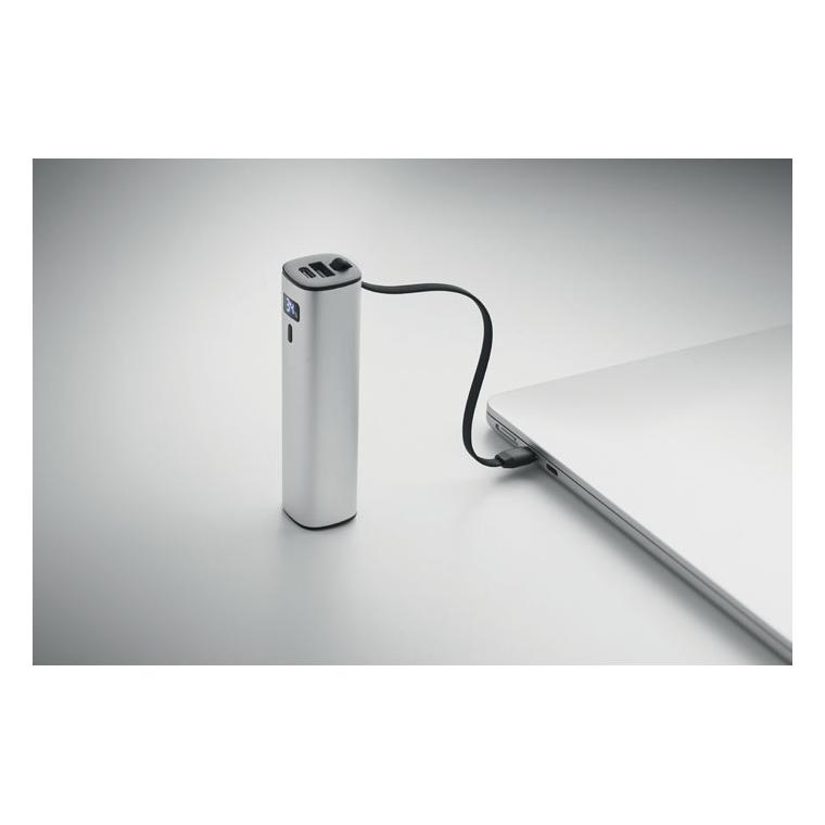 Baterie externă de 5000 mAh cu încărcare rapidă PD de 20 W Powertube Argintiu mat