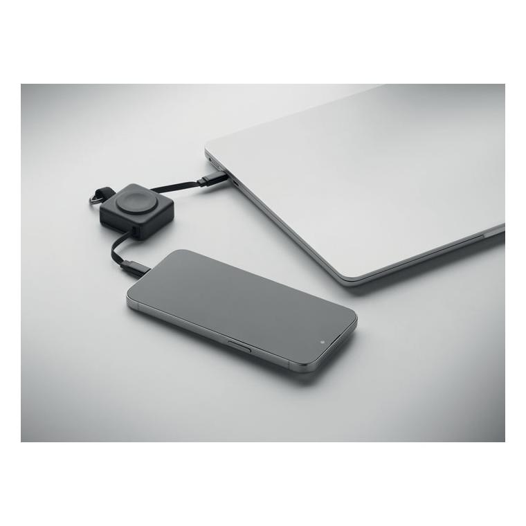 Cablu USB-C retractabil de 100 W Skilful Negru