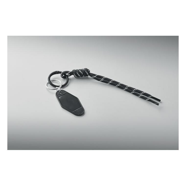 Breloc cu etichetă și șnur împletit Keybraid Negru
