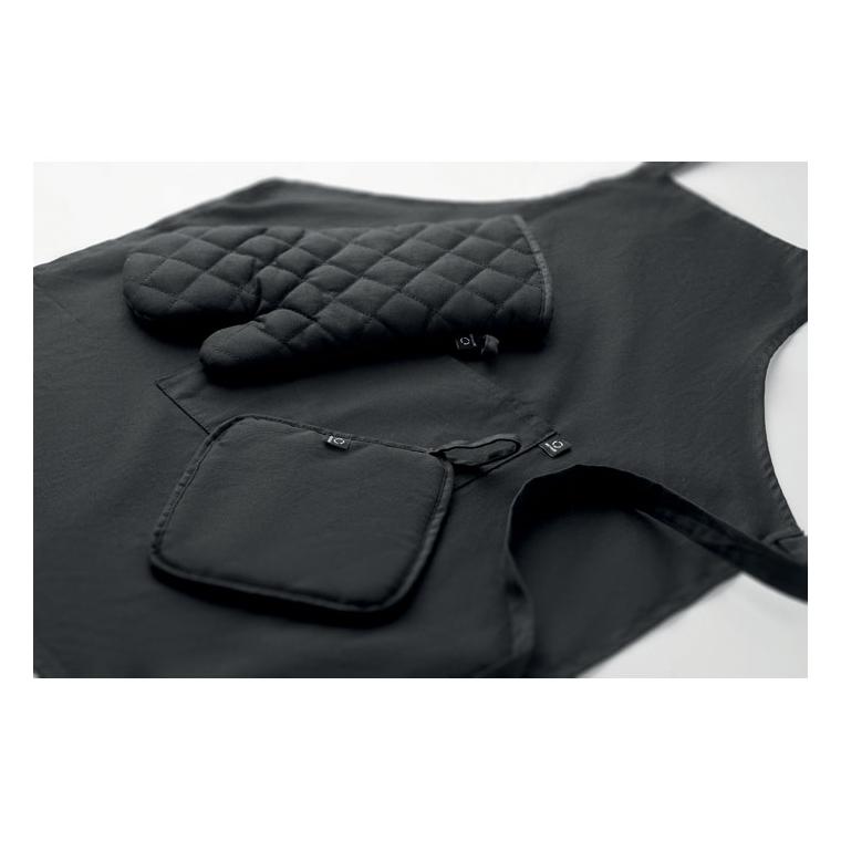 Set de bucătărie din bumbac reciclat Gala Set Negru