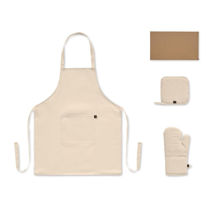 Set de bucătărie din bumbac reciclat Gala Set Bej