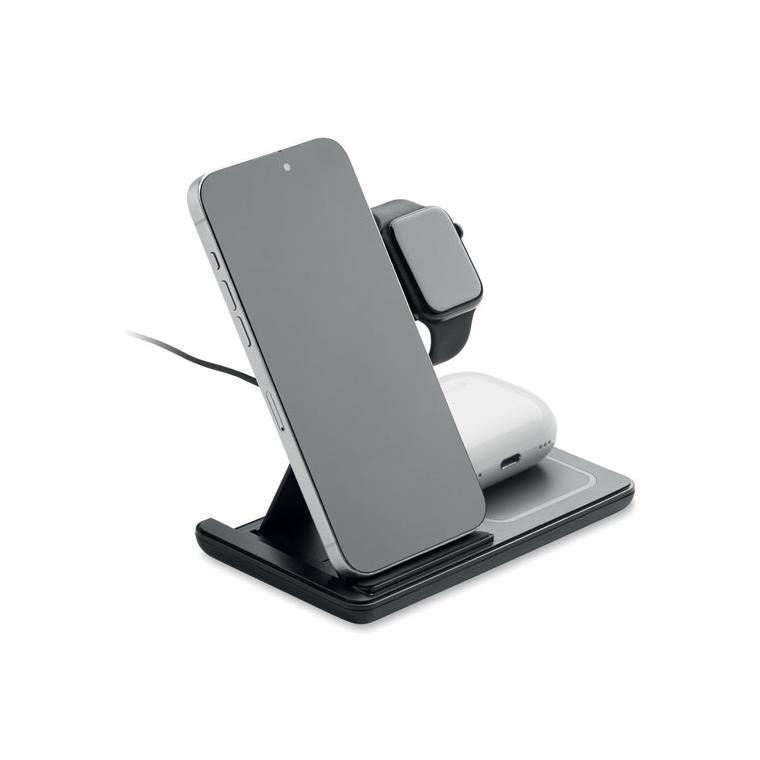 Stație de încărcare pliabilă 3 în 1, 15 W Dock3 Negru