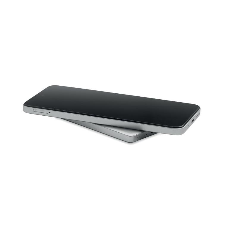 Baterie externă magnetică de 5000 mAh cu încărcare wireless de 15 W Core Argintiu mat